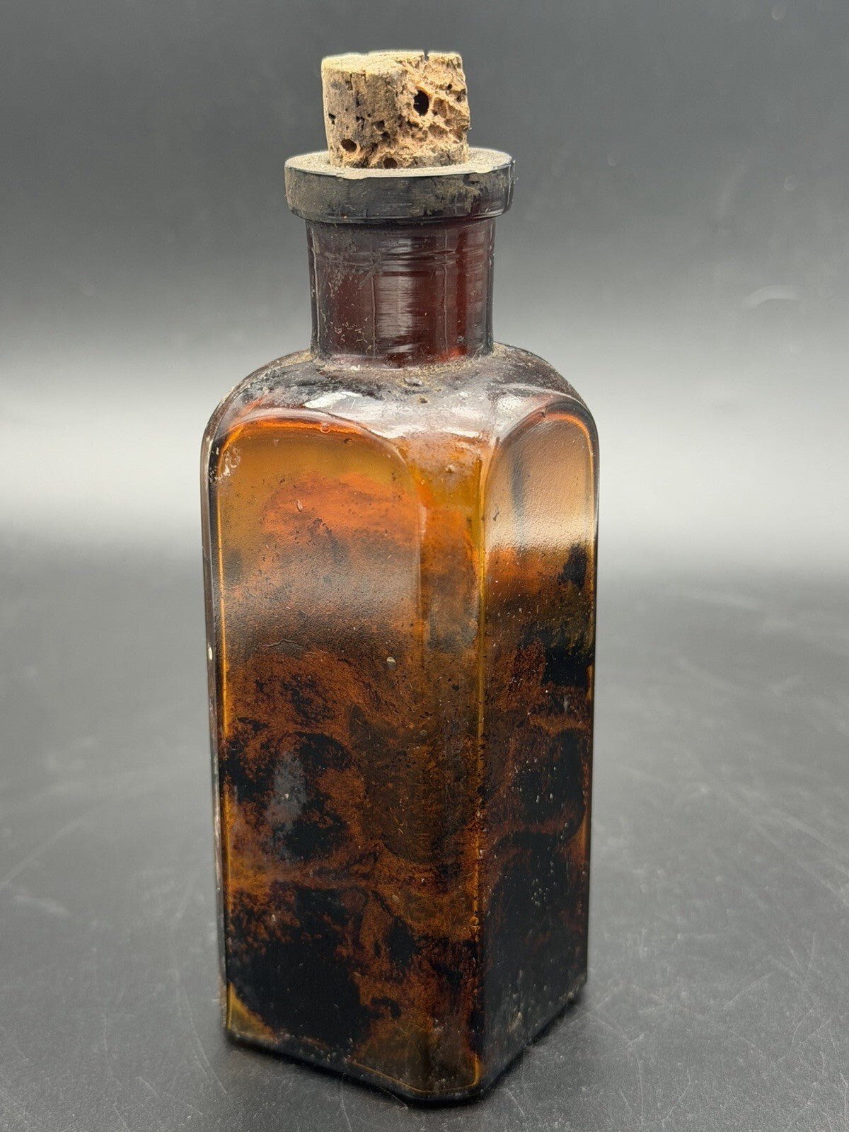Antique Fraser Amber Glass Apothecary Bottle w/ Cork Stopper Quack Medicine