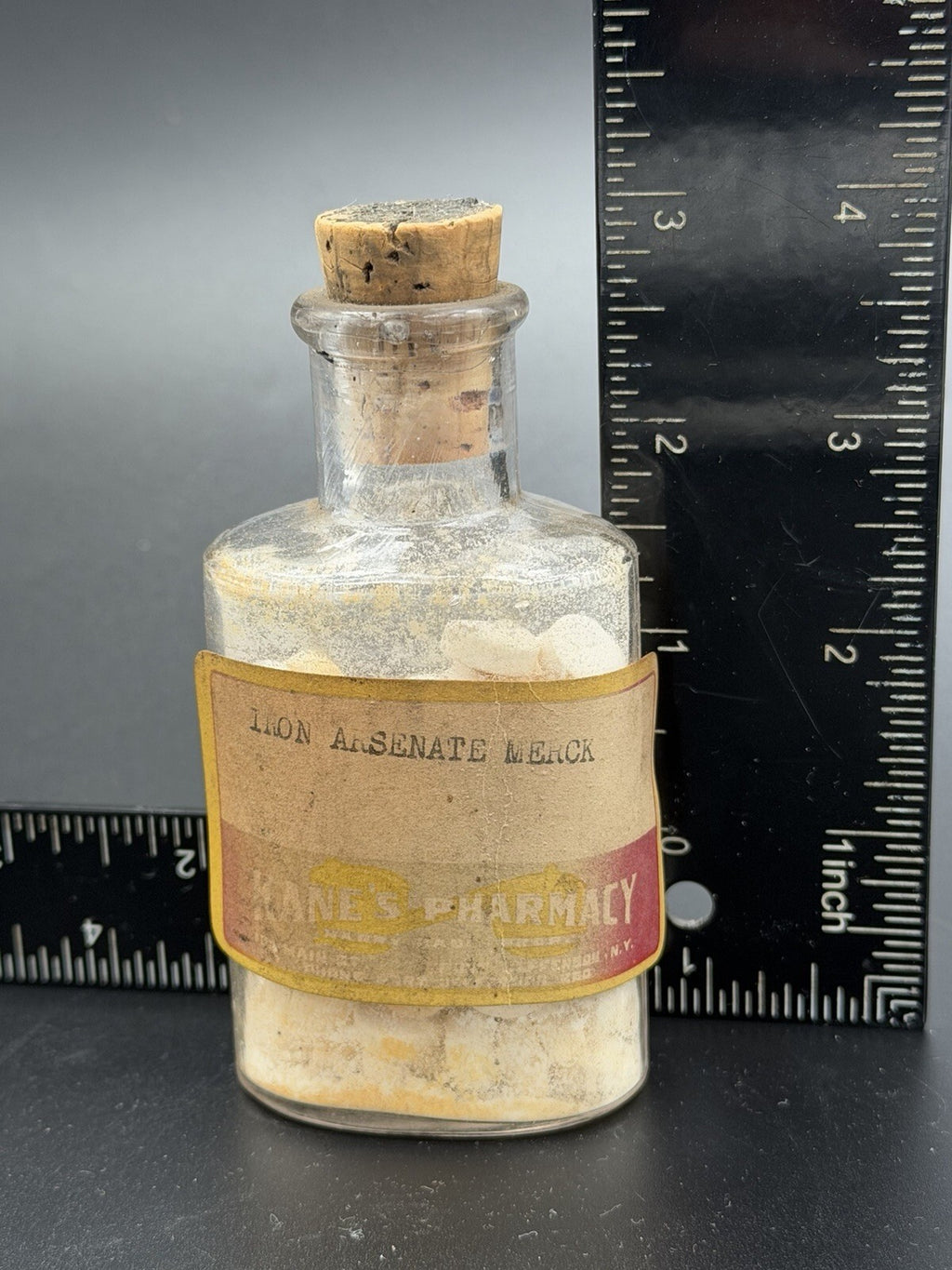 Antique John Wyeth & Bro Pharmacy Medicine Bottle Iron Arsenate Merck  & Label