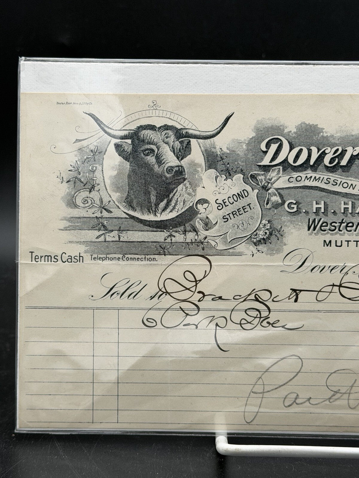 1896 Dover Beef Co. Invoice – G.H. Hammond Co. NH Butcher Ephemera Longhorn Art