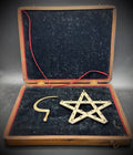 Antique Order Eastern Star OES Masonic Boxed Officer Jewels Brass Sickle Star