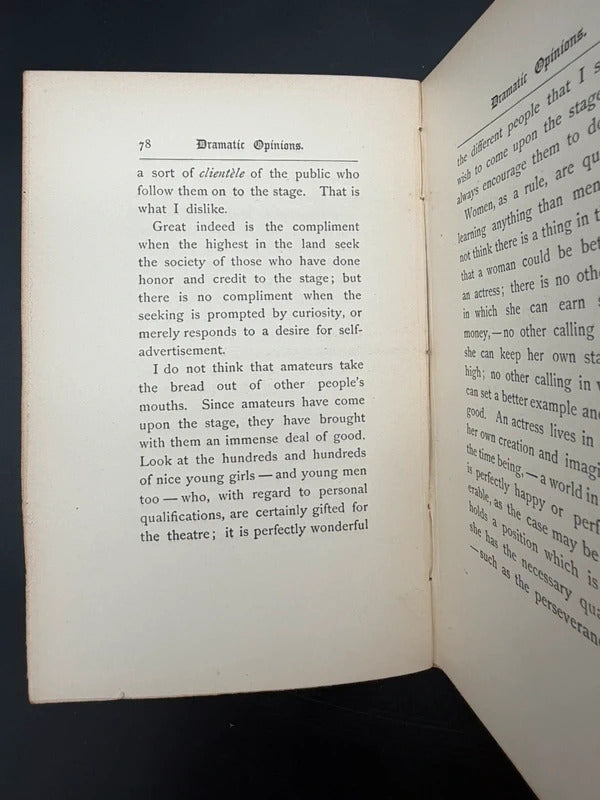 1890 Dramatic Opinions Mrs Kendal First Edition Antique Theatre Acting Memo