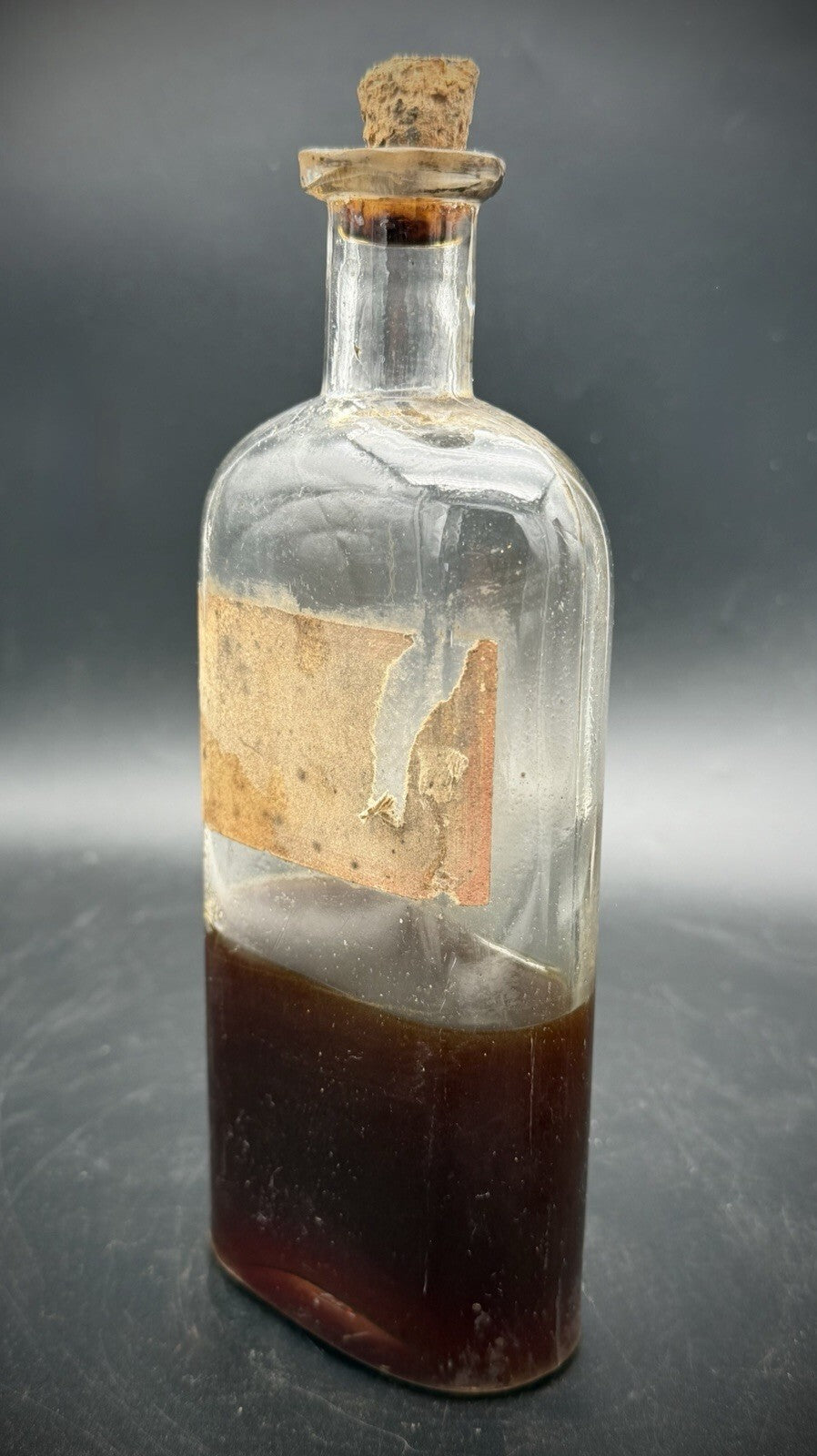 Antique 1800s Glass Apothecary Pharmacy Bottle Tilted Neck W/ Original Cork
