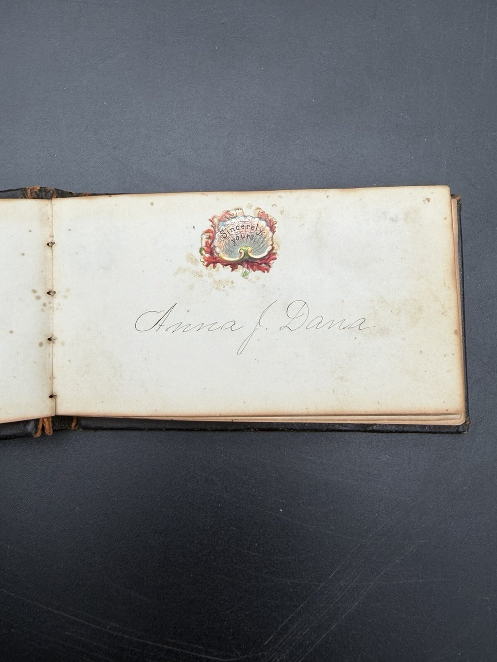 1875 Antique Miniature Autograph Book Manchester NH Victorian Era Ephemera