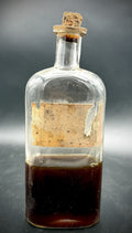 Antique 1800s Glass Apothecary Pharmacy Bottle Tilted Neck W/ Original Cork