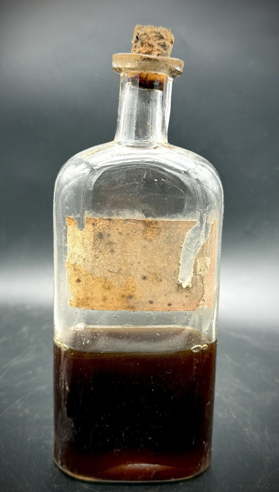 Antique 1800s Glass Apothecary Pharmacy Bottle Tilted Neck W/ Original Cork