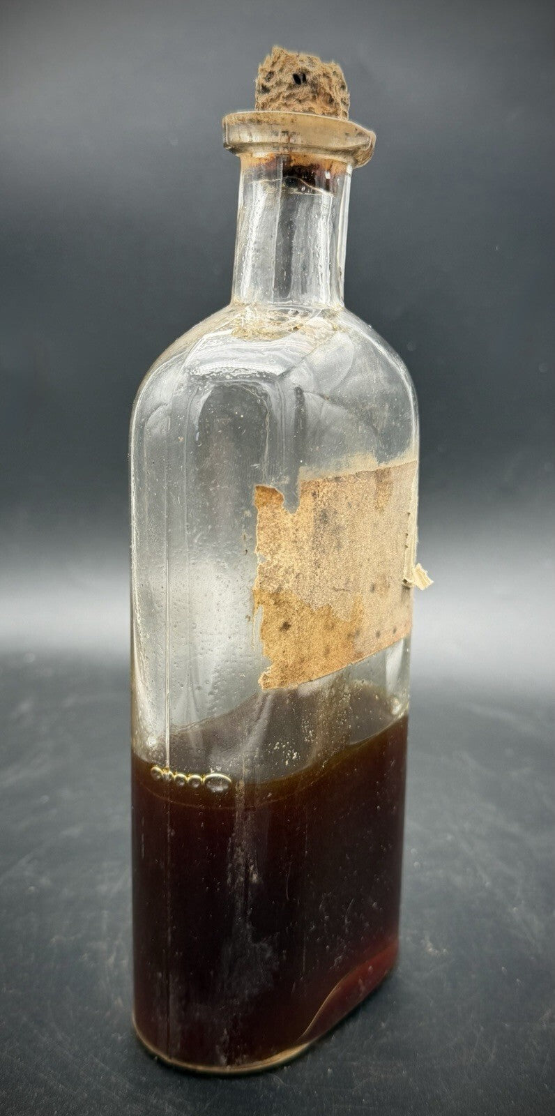 Antique 1800s Glass Apothecary Pharmacy Bottle Tilted Neck W/ Original Cork