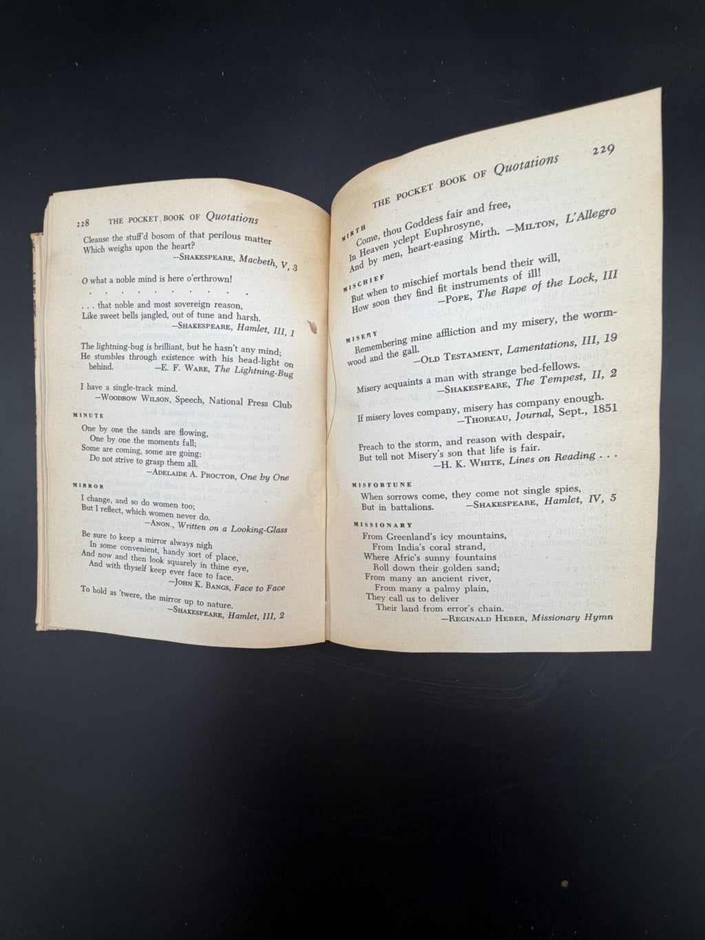 Vintage 1942 The Pocket Book Of Quotations Collector's Edition Henry Davidoff