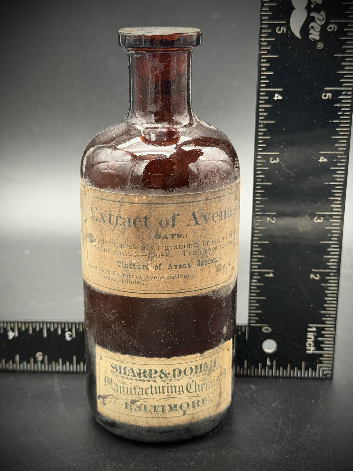 Antique Sharp & Dohme Avena Sativa Medicine Bottle Baltimore Apothecary