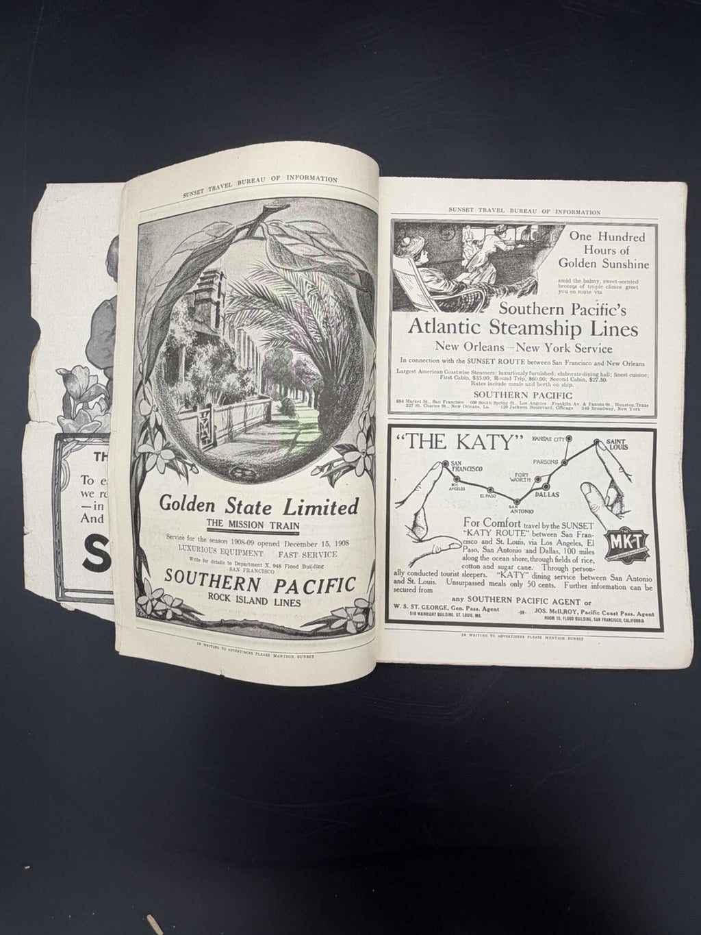 1909 Sunset Magazine April San Francisco Hotel St. Francis Railroad Steamship Ad