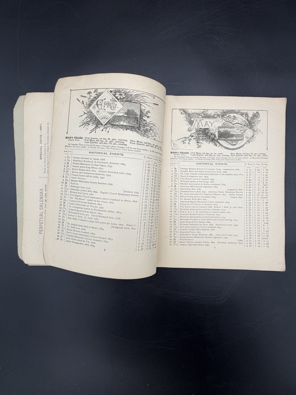 1887 American Board Almanac of Missions Foreign Missionary Maps