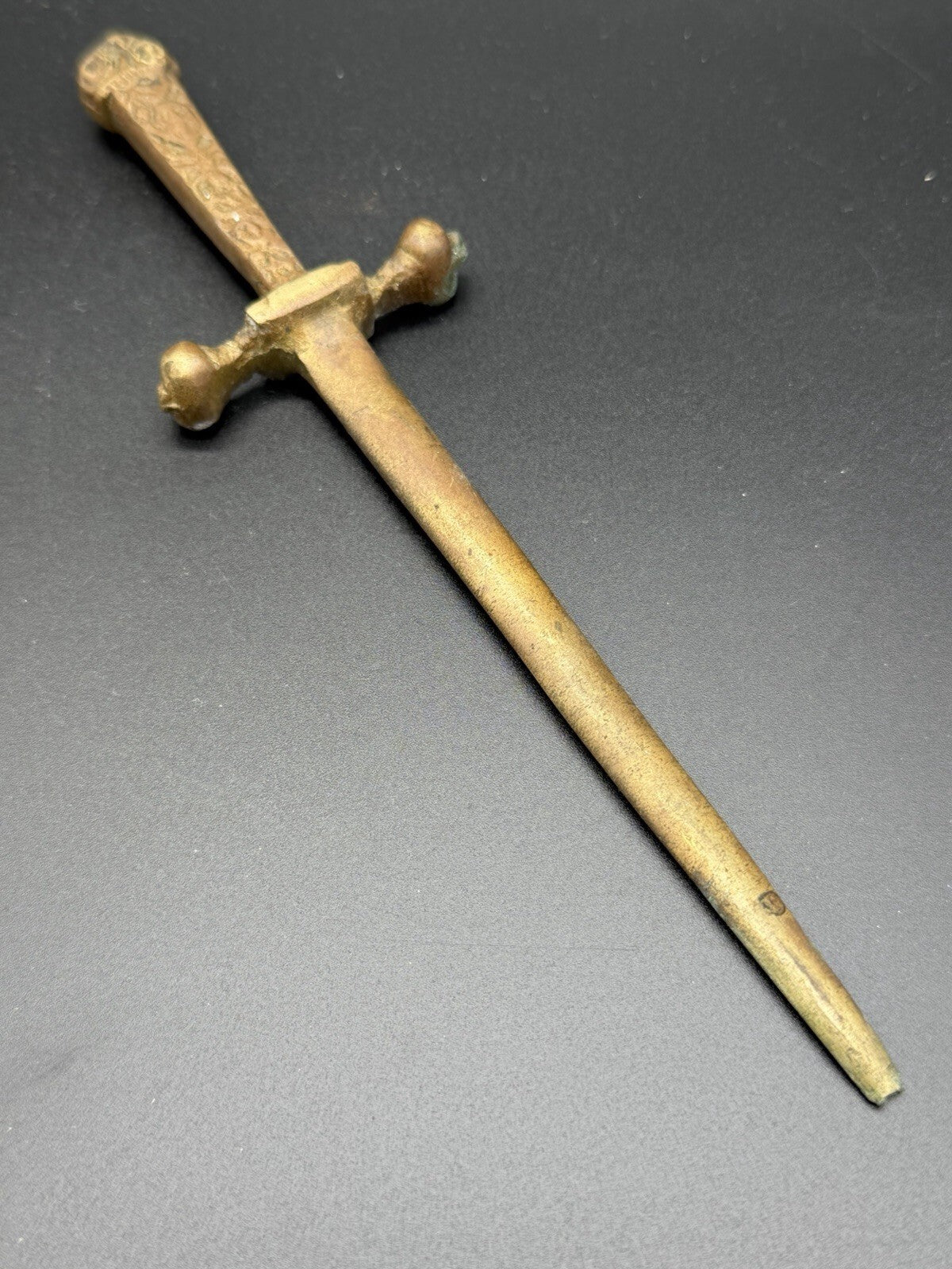 Vintage Brass Miniature Sword Letter Opener Ornate Hilt Pharmacy Find NY