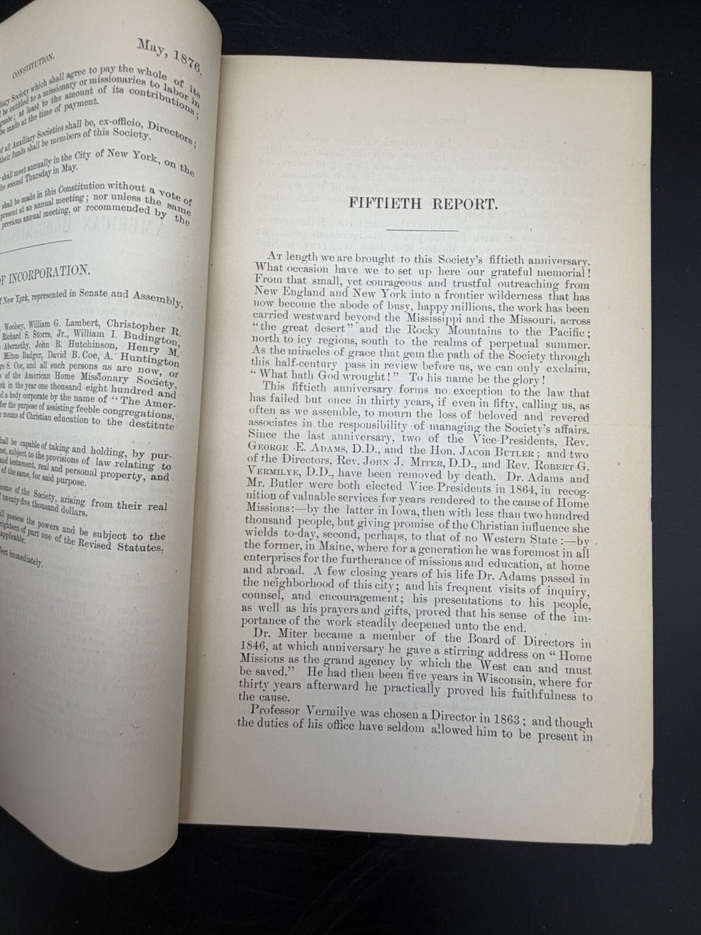 Antique 1876 Fiftieth Report American Home Missionary Society Booklet Ephemera