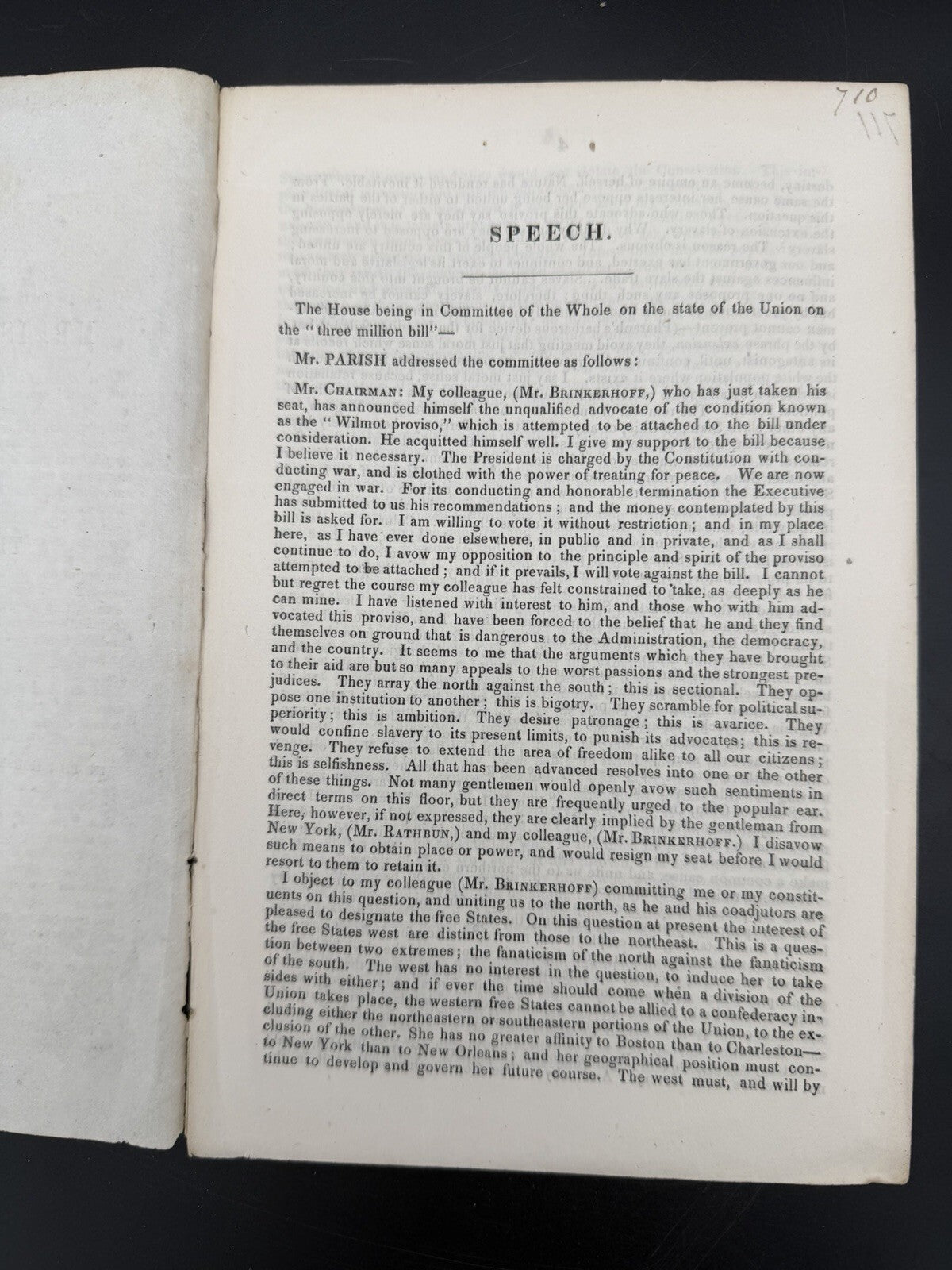 1847 Isaac Parish Speech Mexican War Wilmot Proviso Ohio Pamphlet Rare Paper