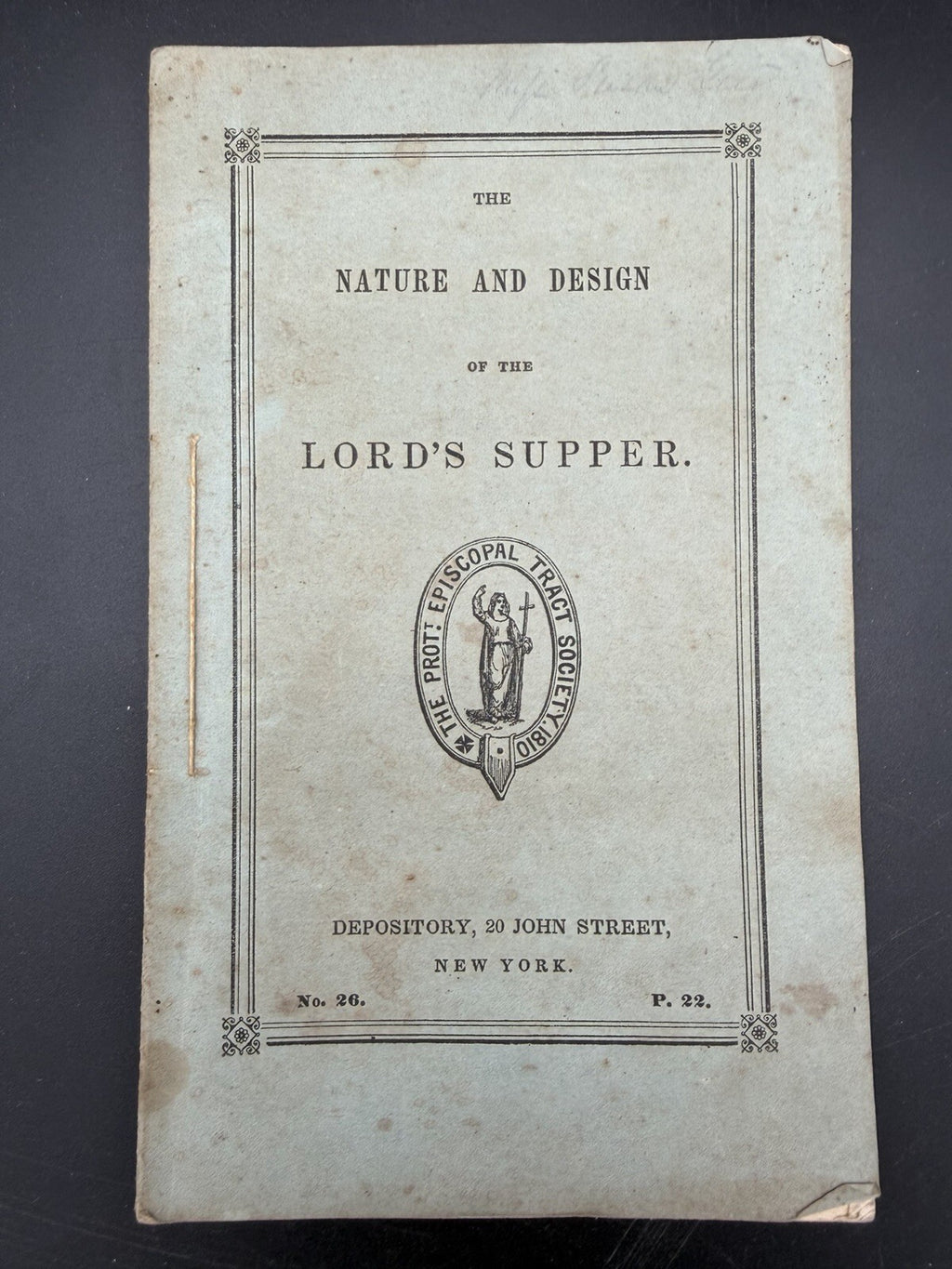 Antique 1810s-Era Protestant Episcopal Tract Society Booklet - Lord's Supper