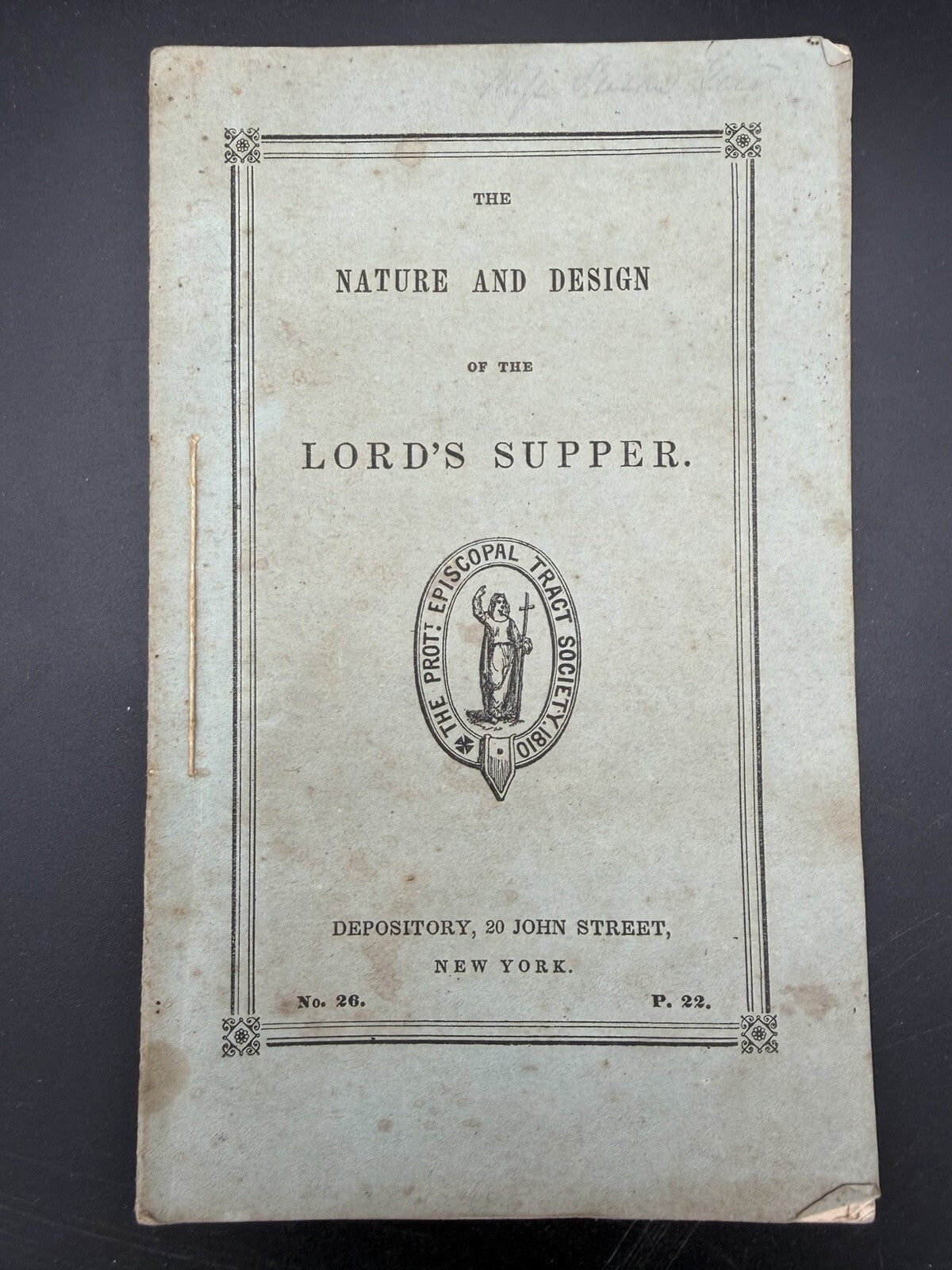 Antique 1810s-Era Protestant Episcopal Tract Society Booklet - Lord's Supper