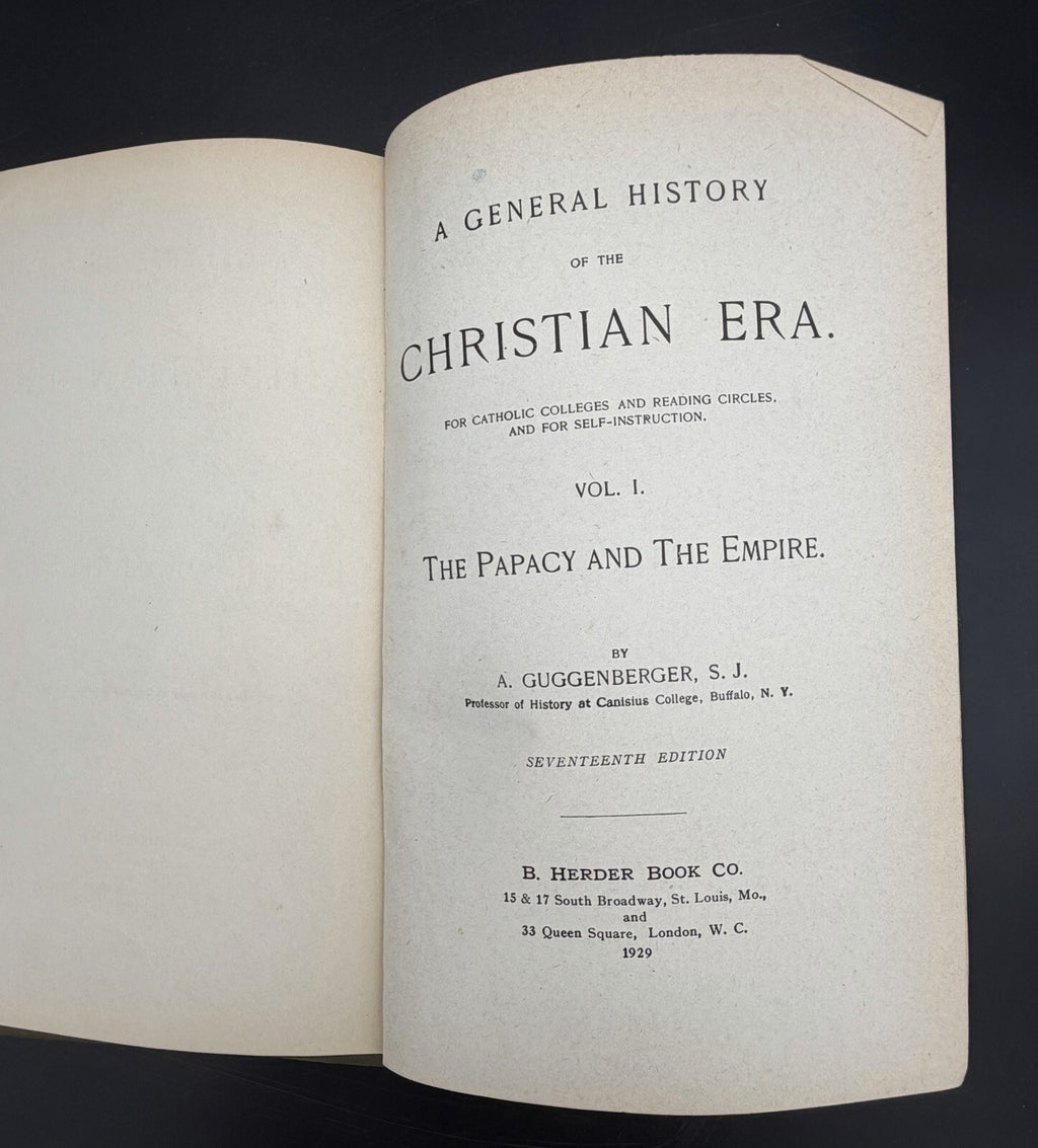 Antique Book A General History of the Christian Era Volume I Papacy Empire 1929