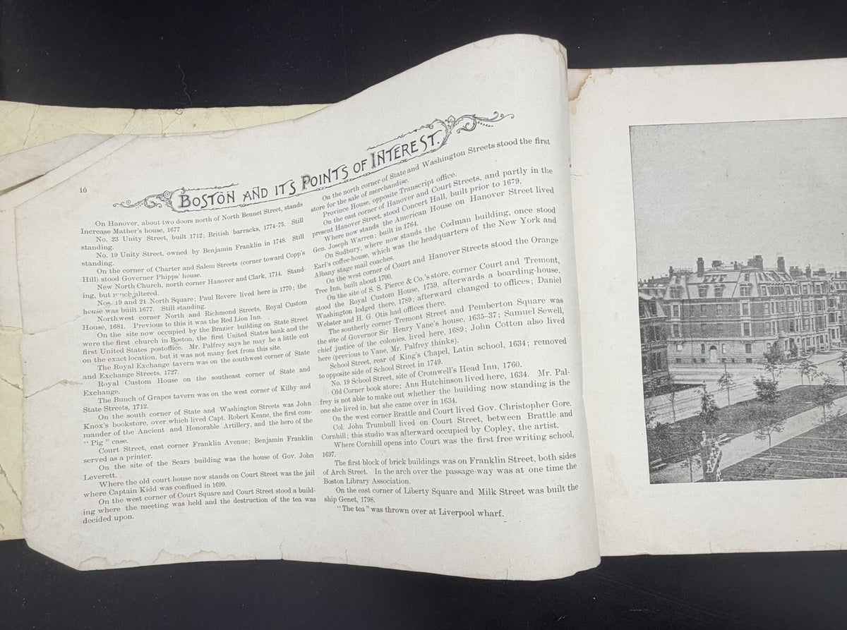 Antique Victorian Era Boston History Book Points of Interest Photo Album c1880