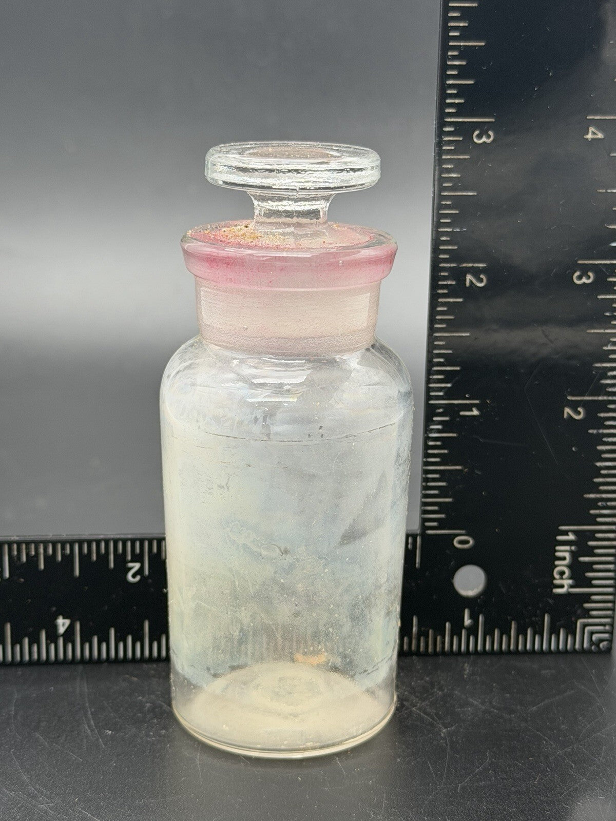 Antique Clear Glass Apothecary Shelf Bottle W/ Ground Glass Stopper Vintage