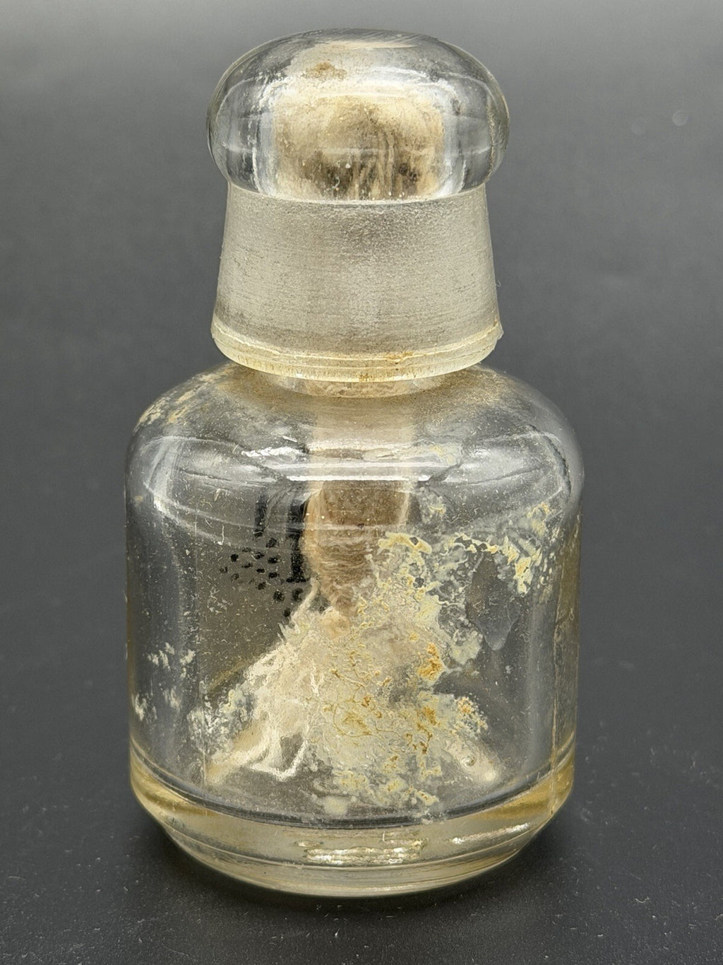 Antique Pharmacy Apothecary Glass Bottle – G.I. Stenciled Label & Stopper