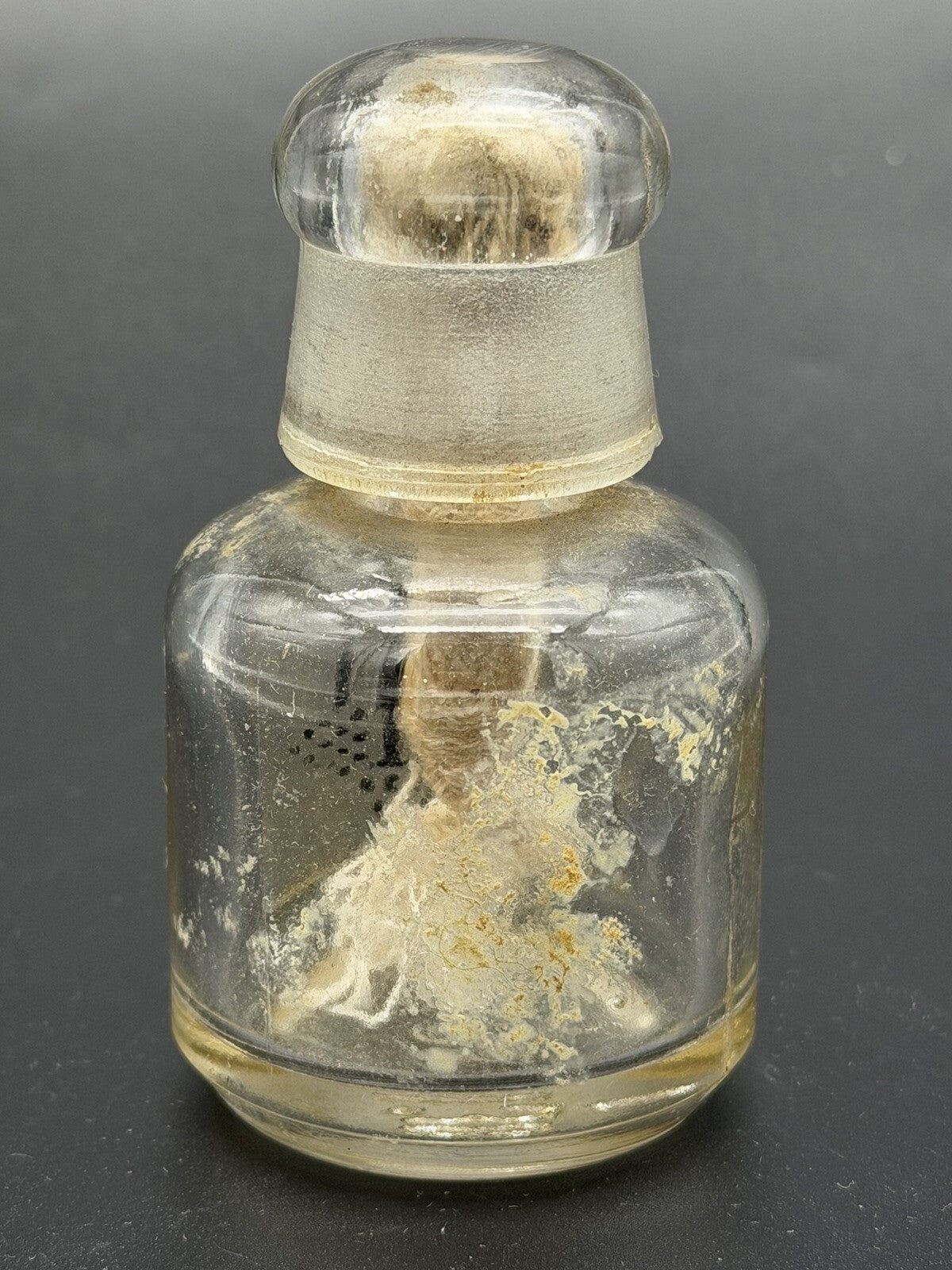 Antique Pharmacy Apothecary Glass Bottle – G.I. Stenciled Label & Stopper