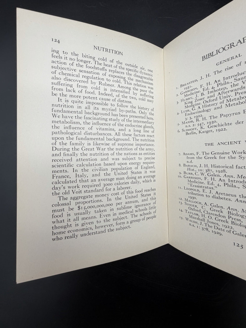 Antique Book, 1933 Nutrition Graham Lusk Clio Medica History of Medicine Vol X First Edition