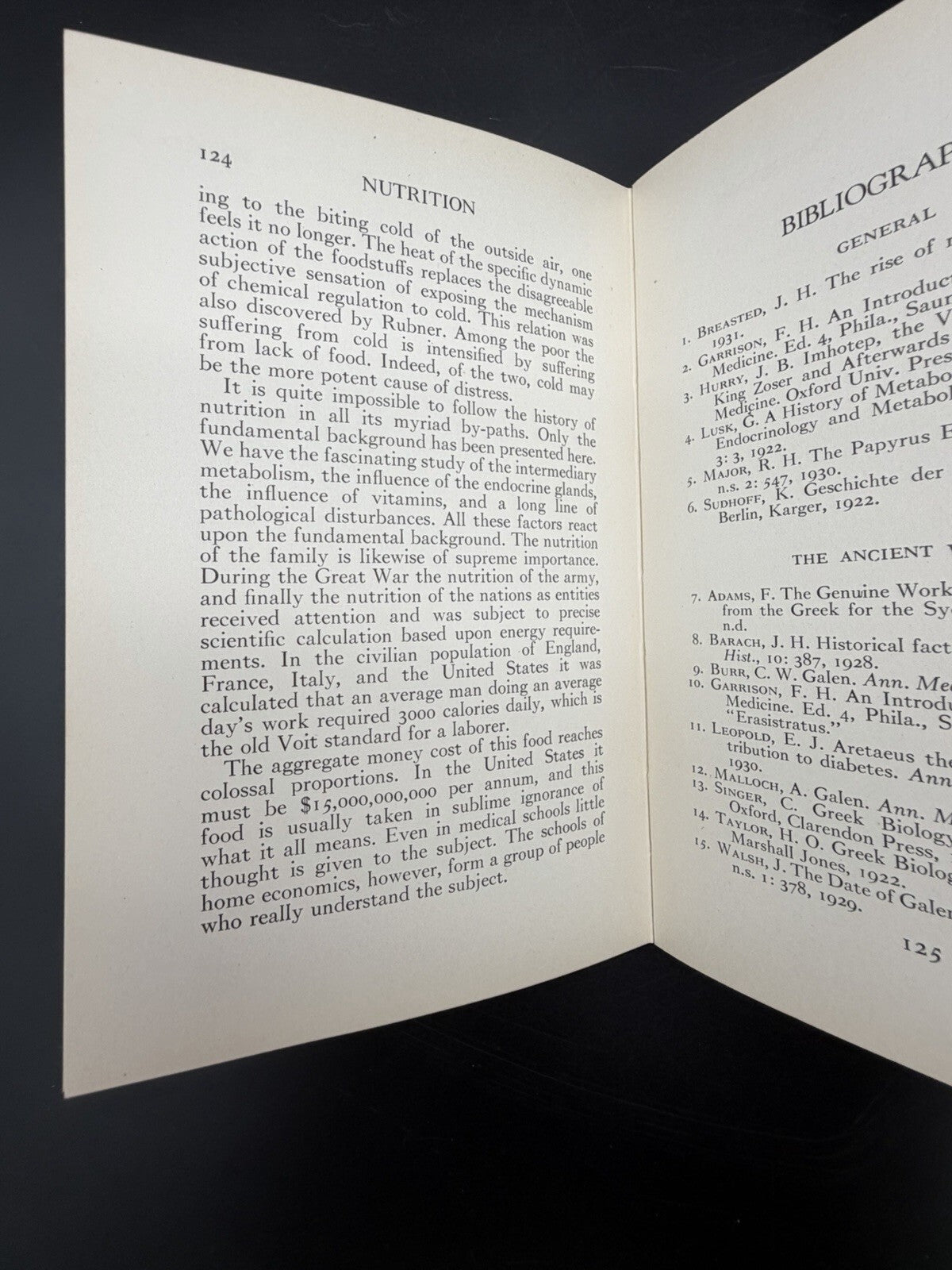 Antique Book, 1933 Nutrition Graham Lusk Clio Medica History of Medicine Vol X First Edition