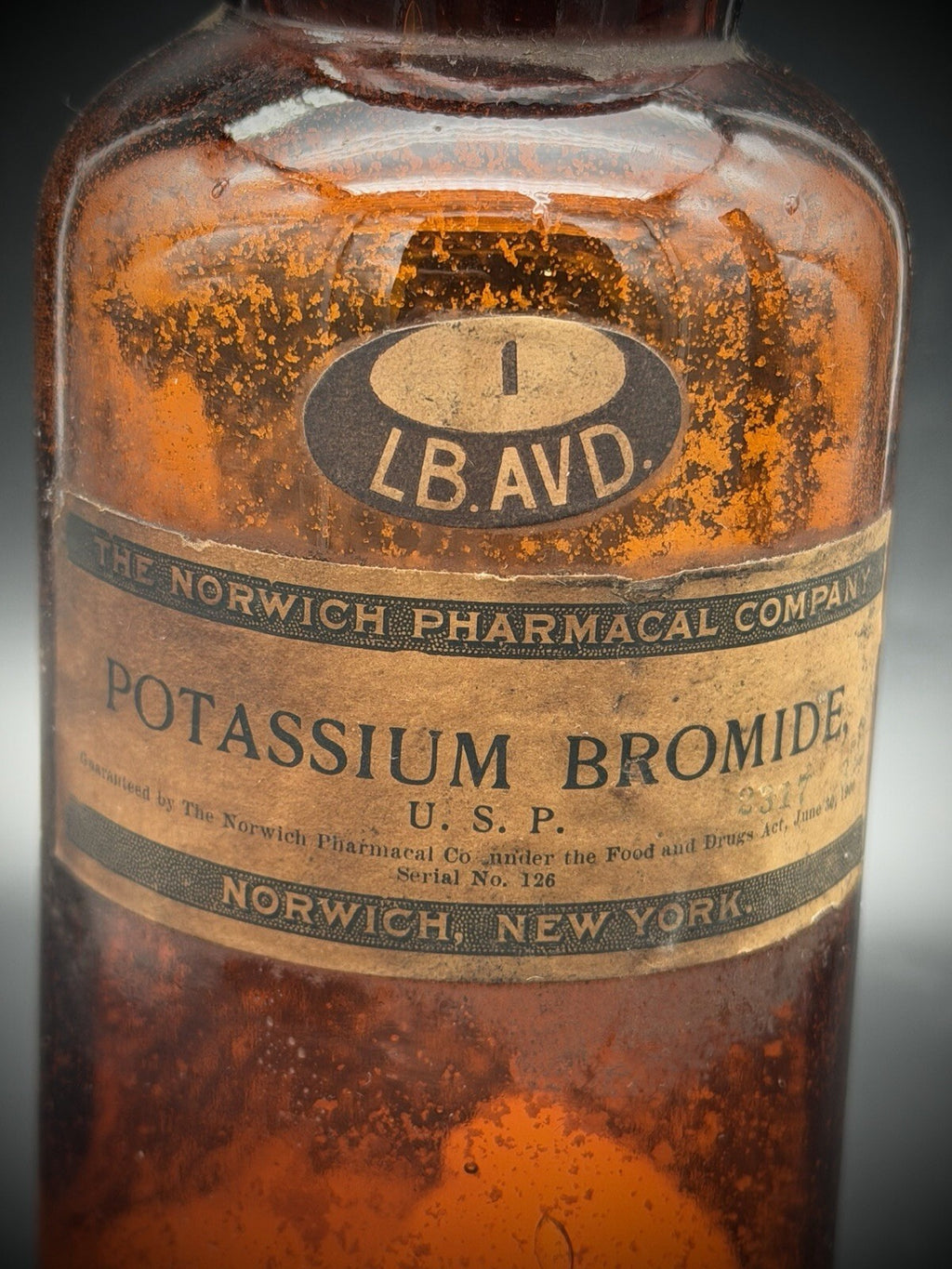 Antique Apothecary Bottle Potassium Bromide Norwich Pharmacal Amber Glass [COPY]