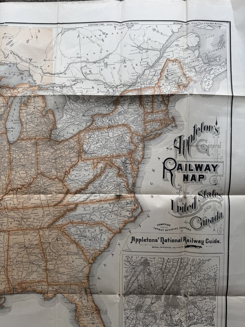 Antique 1880s Appleton’s General Railway Map of the United States & Canada