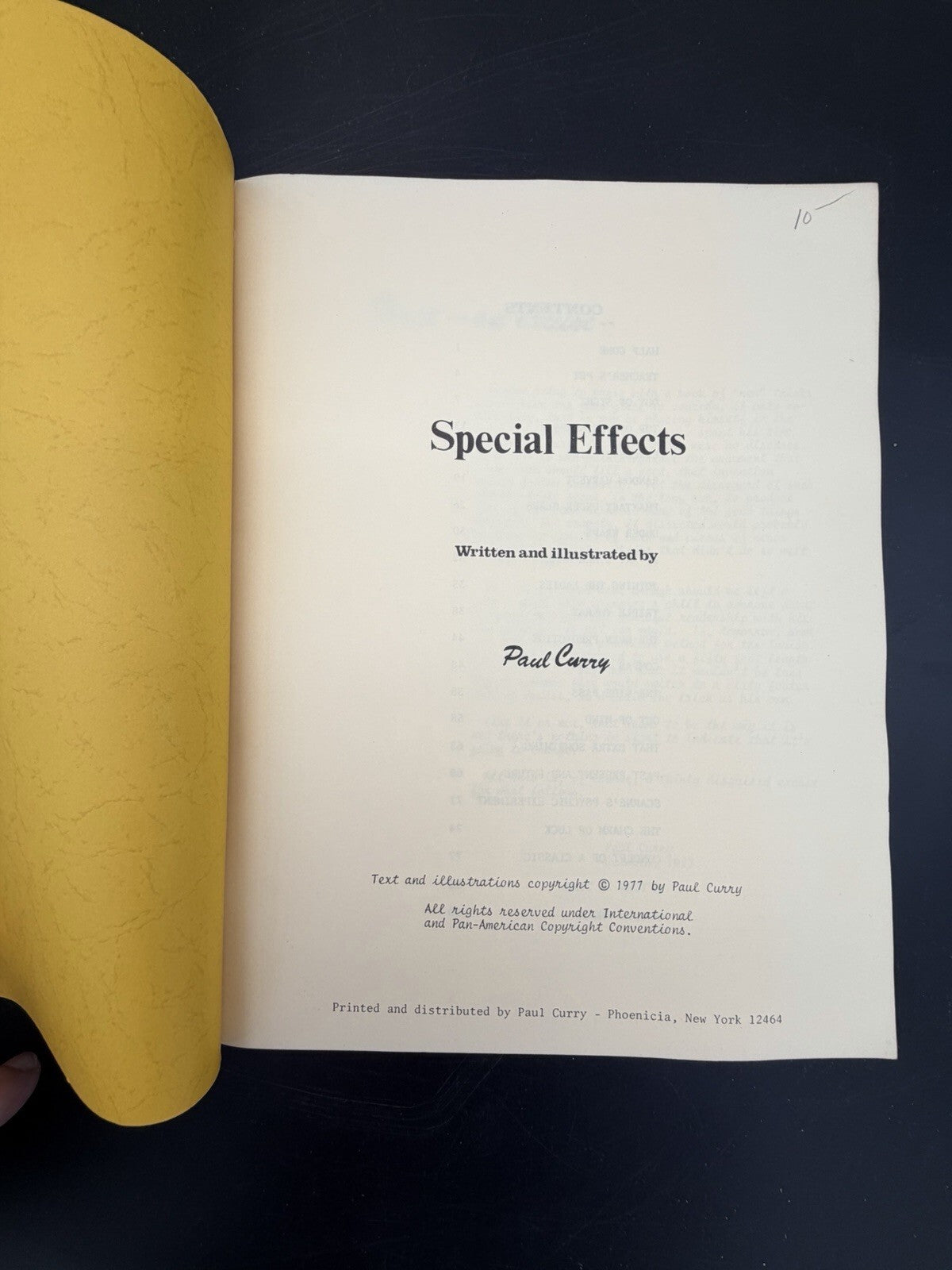 Special Effects by Paul Curry 1977 First Edition Magic Book Sleight of Hand