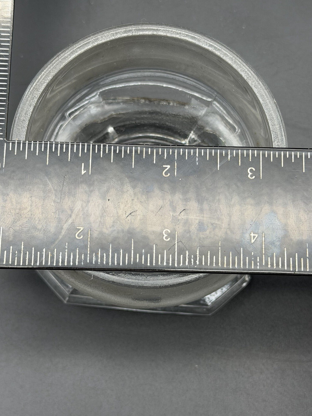 Antique Clear Glass Apothecary Jar Lid Old Replacement 3 1/4” Wide Square Top