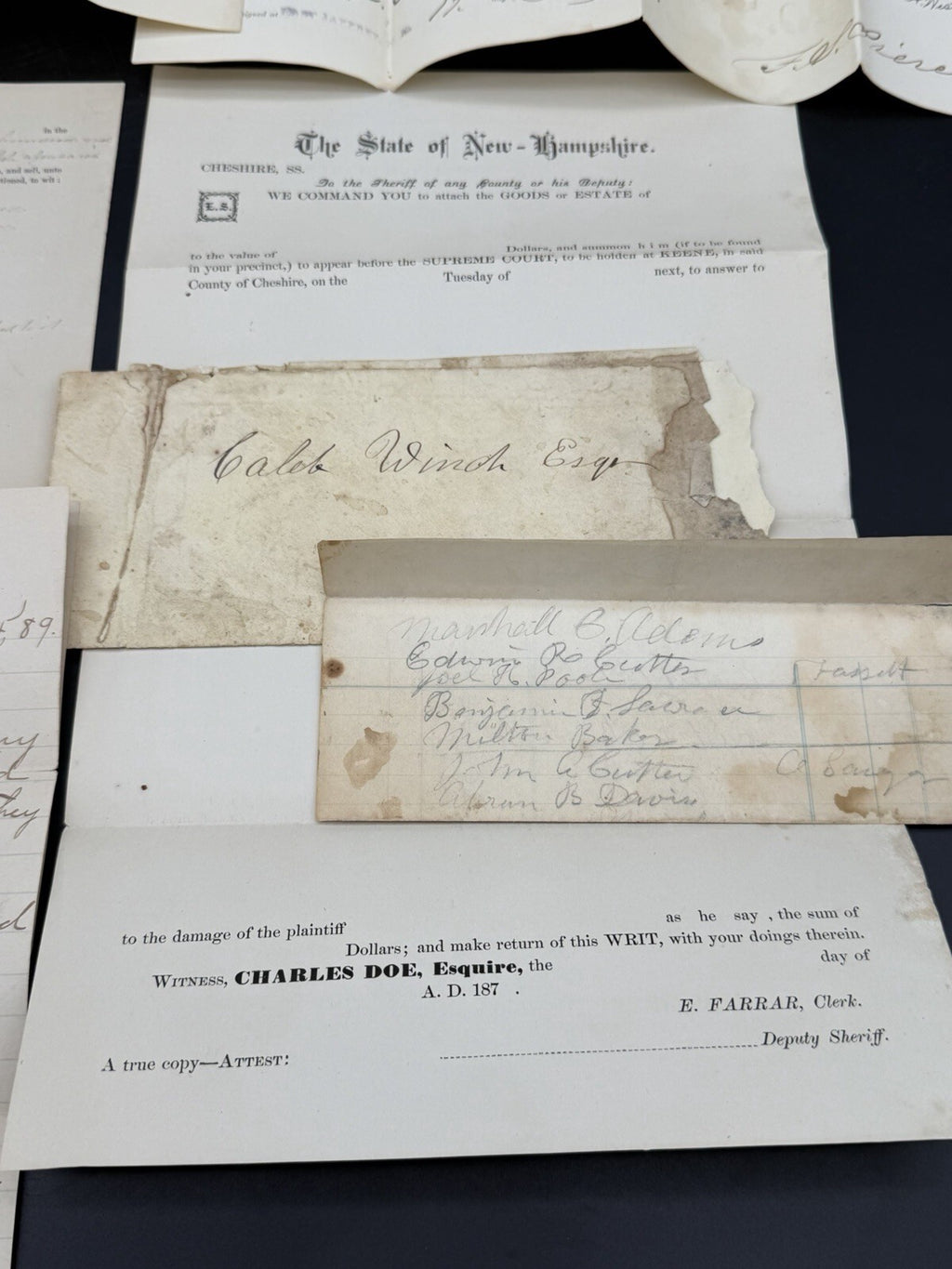 Antique 1880s NH Ephemera Lot: Insurance Policies, Handwritten Letter, Legal Doc