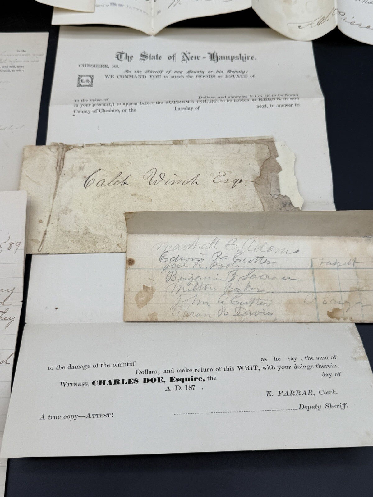 Antique 1880s NH Ephemera Lot: Insurance Policies, Handwritten Letter, Legal Doc