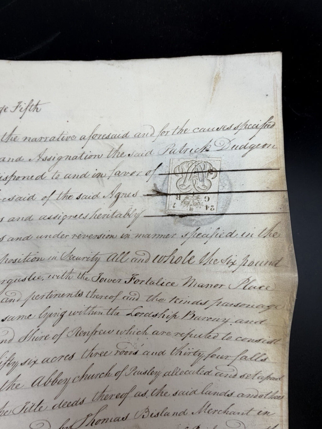 1826 Scottish Instrument of Sasine Vellum Legal Document Scotland Genealogy