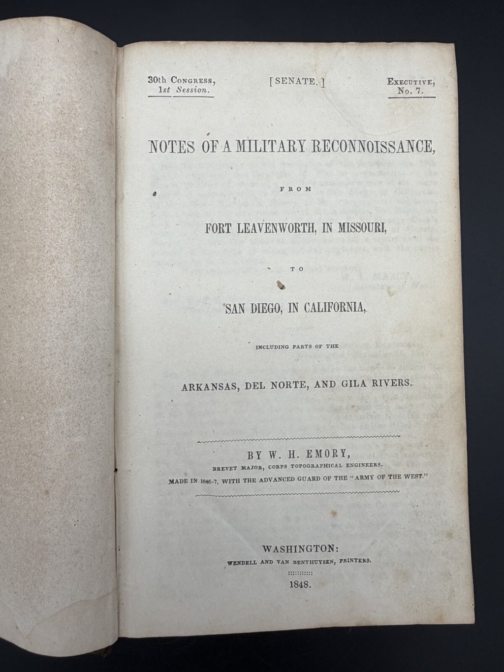 1848 Notes of a Military Reconnoissance to San Diego W. H. Emory US West History