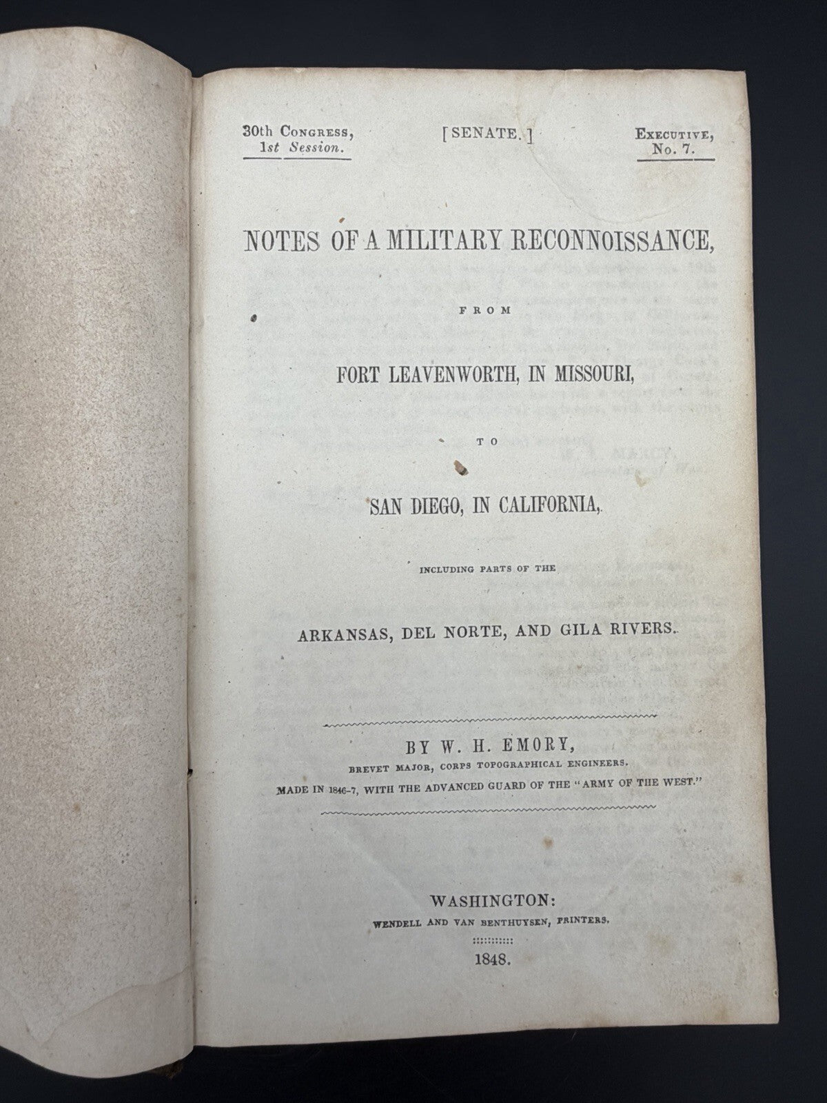 1848 Notes of a Military Reconnoissance to San Diego W. H. Emory US West History