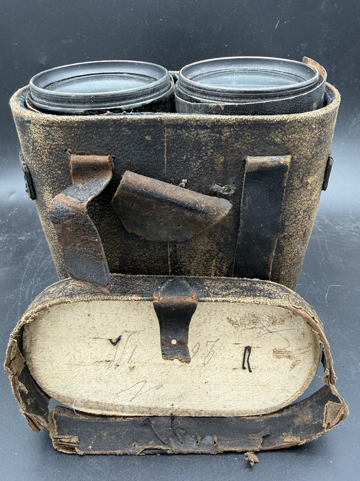 Antique Verdi Paris Brass Field Glasses Binoculars Leather Case Barn Fresh As Is