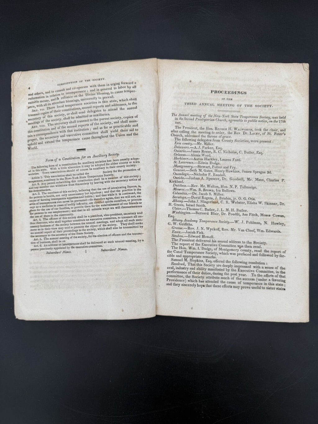 1832 Third Annual Report NY State Temperance Society Albany NY Disbound Pamphlet