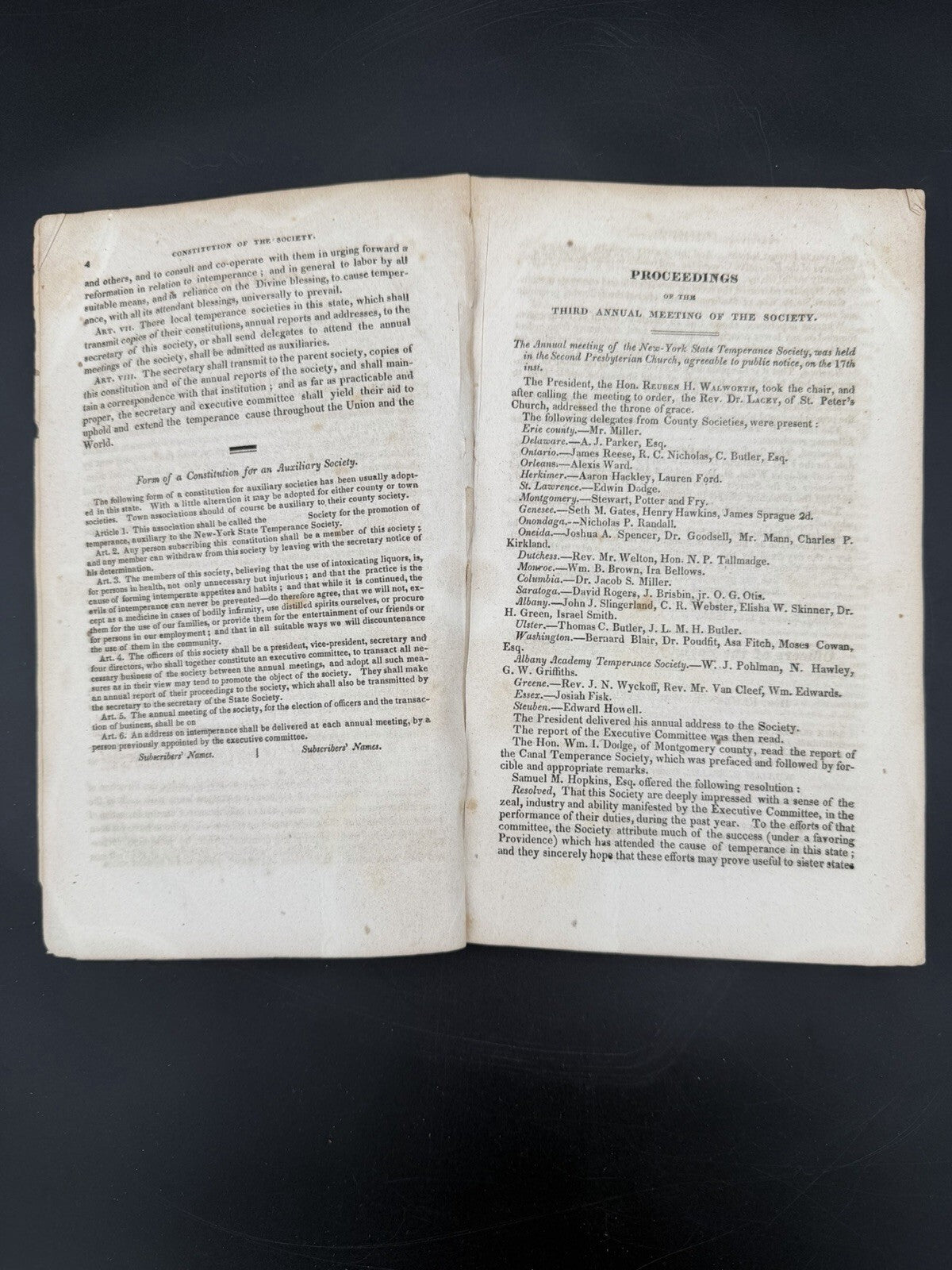 1832 Third Annual Report NY State Temperance Society Albany NY Disbound Pamphlet