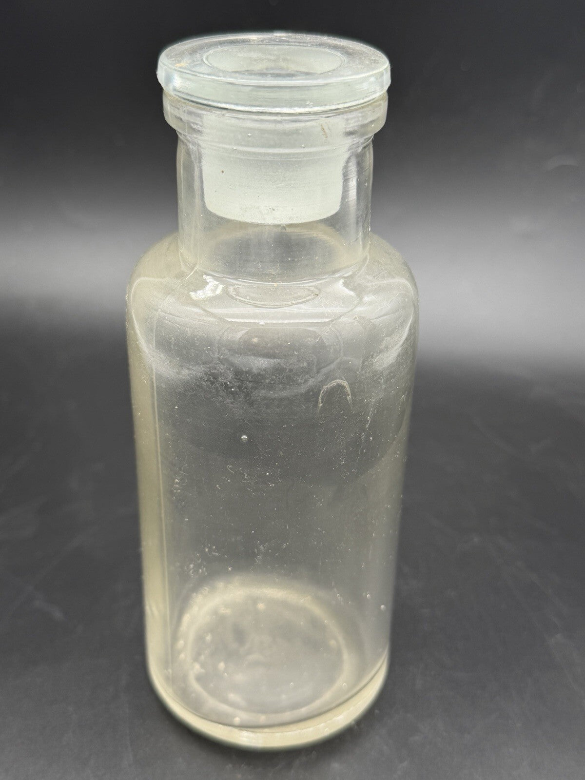 Antique Clear Glass Apothecary Jar Ground Stopper Pharmacy Bottle 504 Vintage
