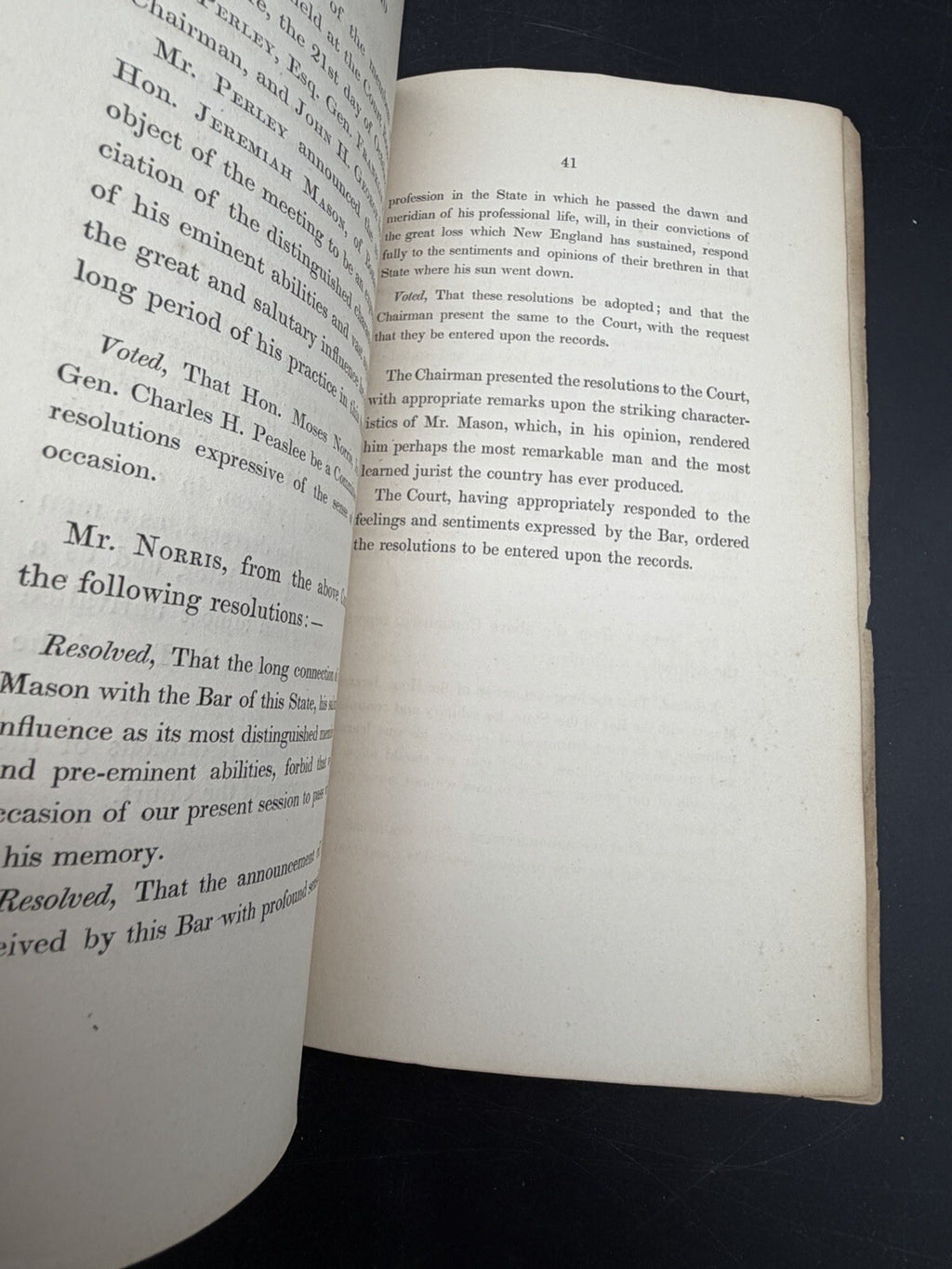 1849 Proceedings Death of Hon. Jeremiah Mason - MA & NH Legal History - Rare