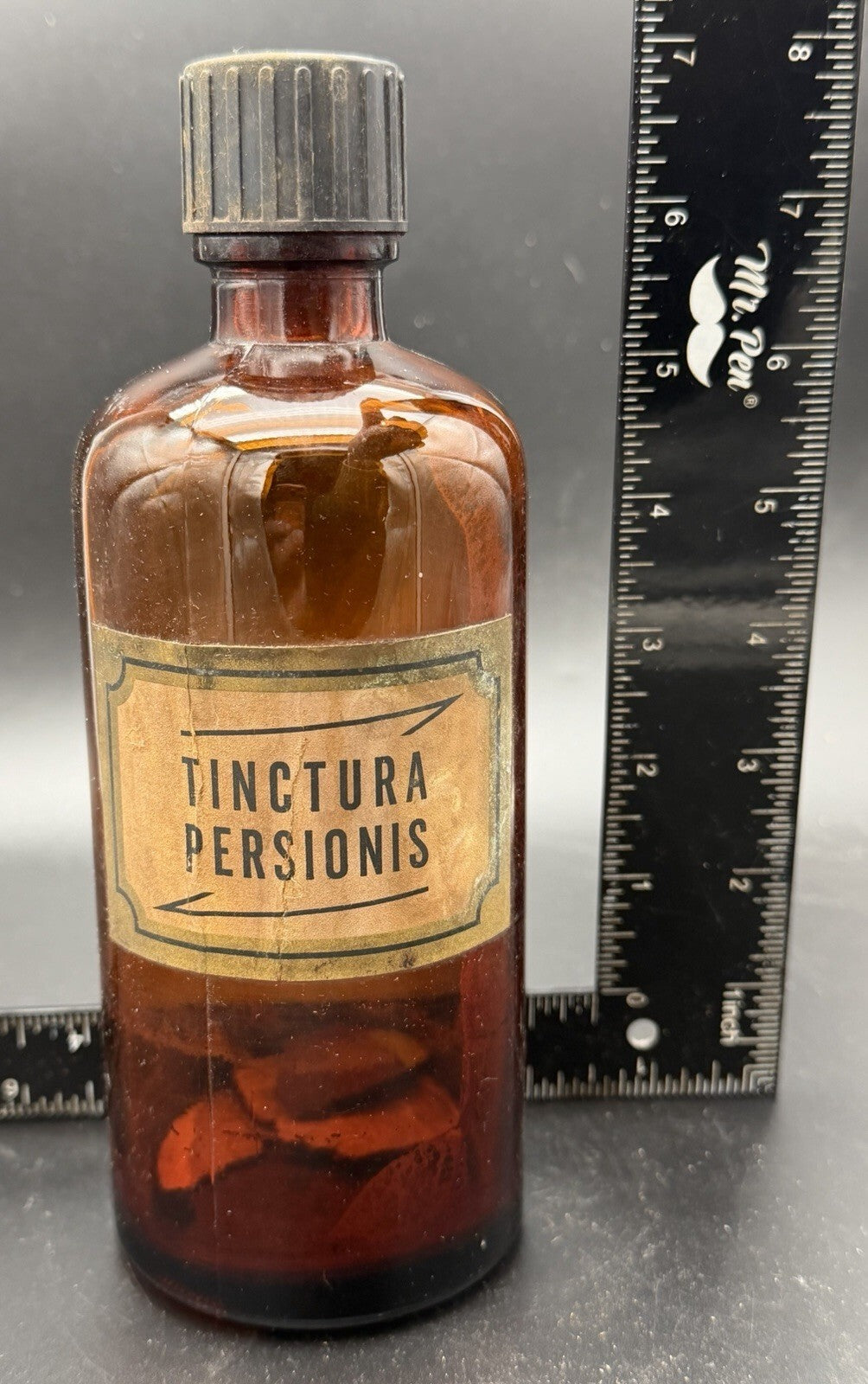 Vintage Amber Apothecary Bottle Tinctura Persionis Pharmacy Lab Glass