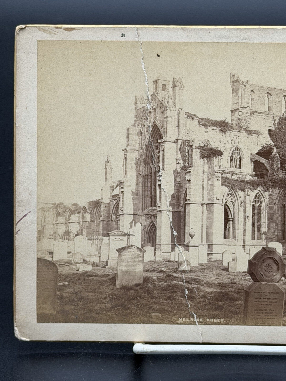 Antique Melrose Abbey Scotland Architectural Photograph 19th Century Print Photo
