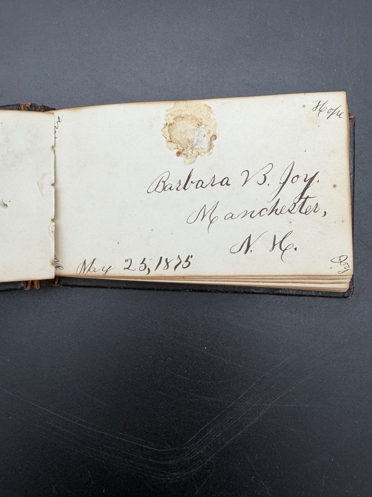 1875 Antique Miniature Autograph Book Manchester NH Victorian Era Ephemera
