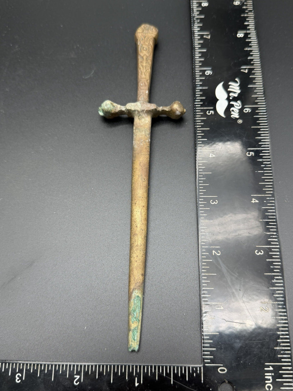 Vintage Brass Miniature Sword Letter Opener Ornate Hilt Pharmacy Find NY