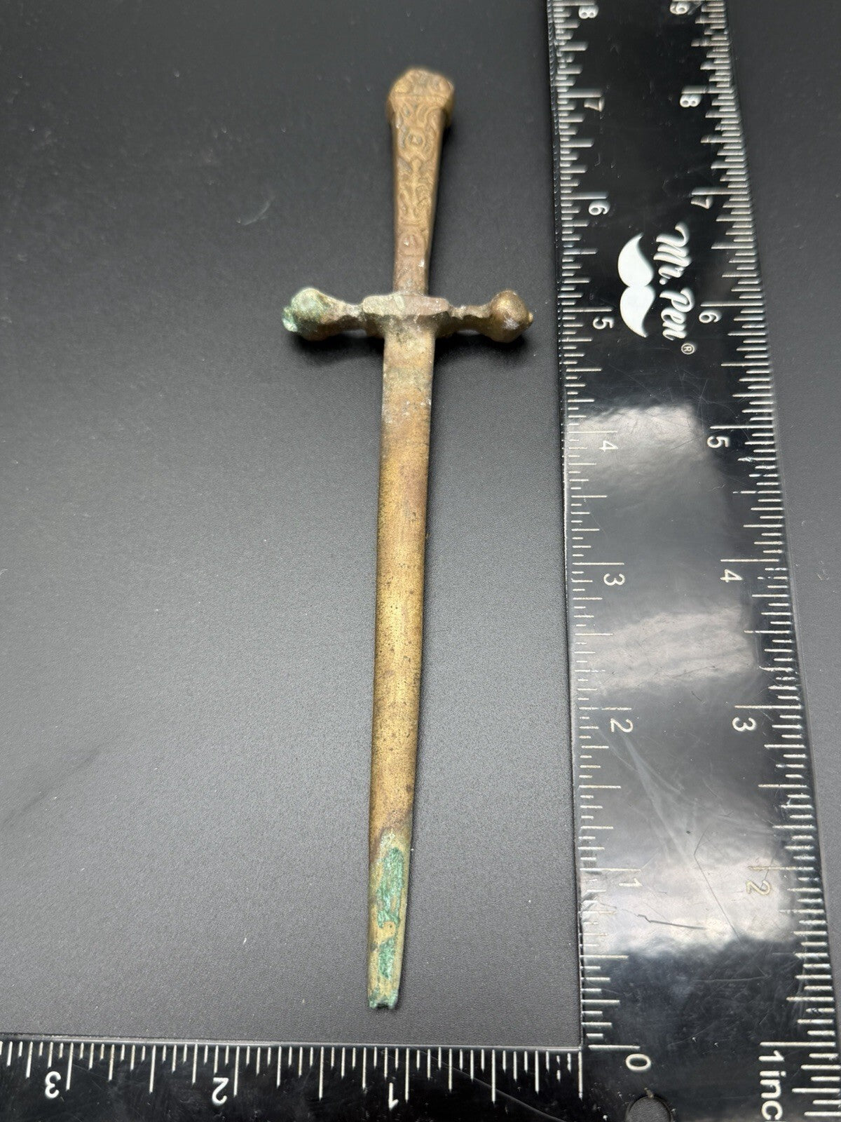 Vintage Brass Miniature Sword Letter Opener Ornate Hilt Pharmacy Find NY