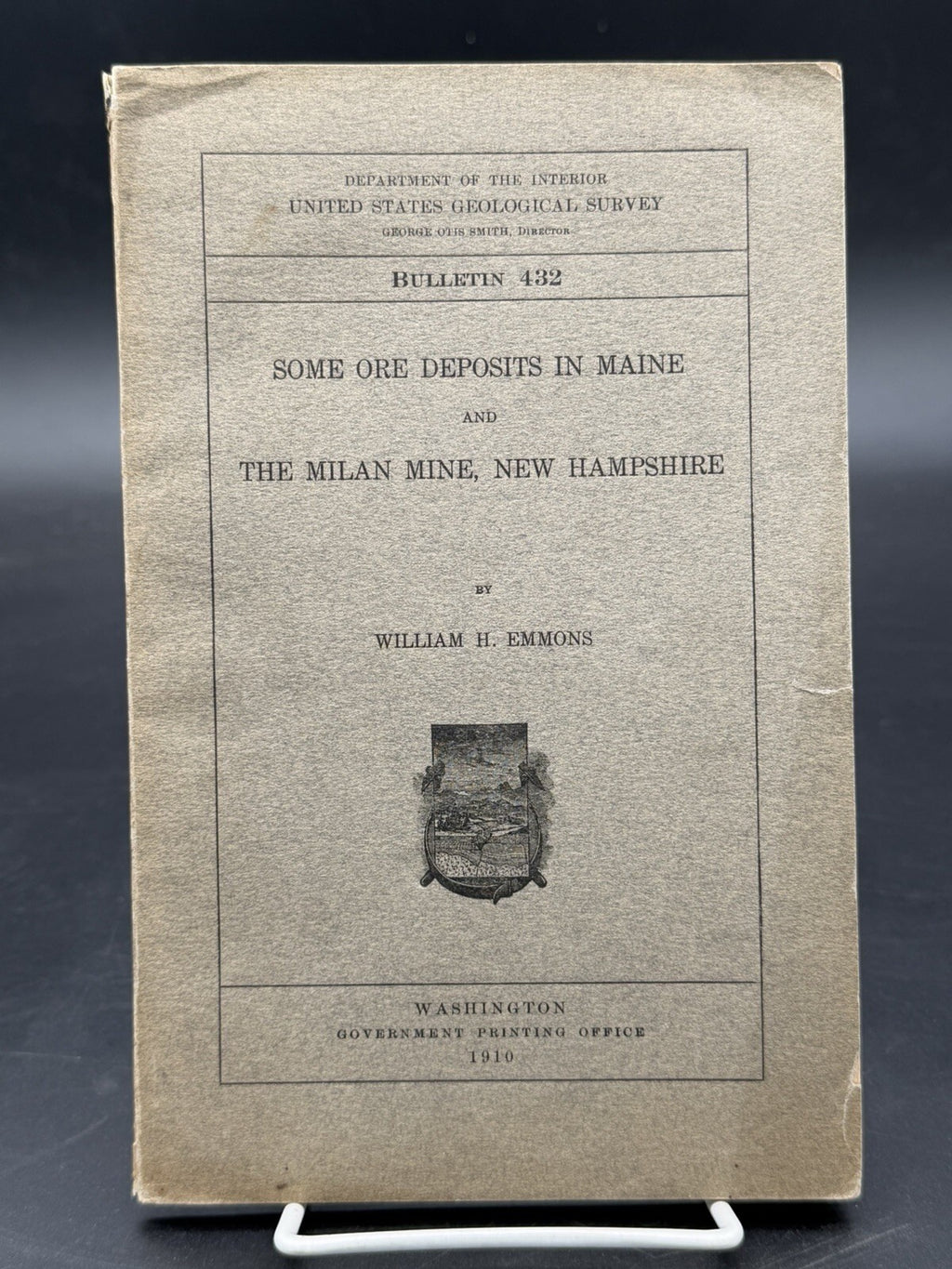 1910 USGS Bulletin 432: Ore Deposits in Maine & Milan Mine NH - With Map