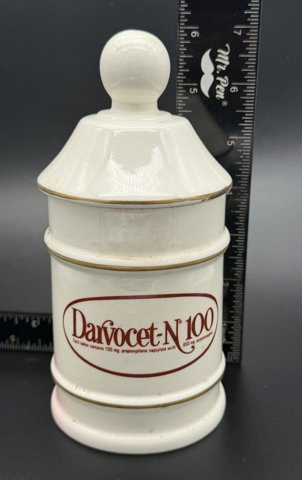 Vintage Lofisa Ceramic Apothecary Jar Darvocet Compound 65 Pharmacy Display