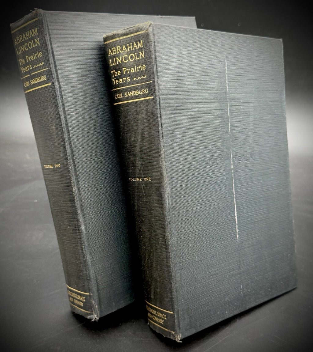 1926 Abraham Lincoln The Prairie Years Carl Sandburg 2 Volume Book Set Civil War