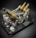 Twin Cylinder Vacuum Stirling Engine Model Flame Licker Hot Air Machine Metal