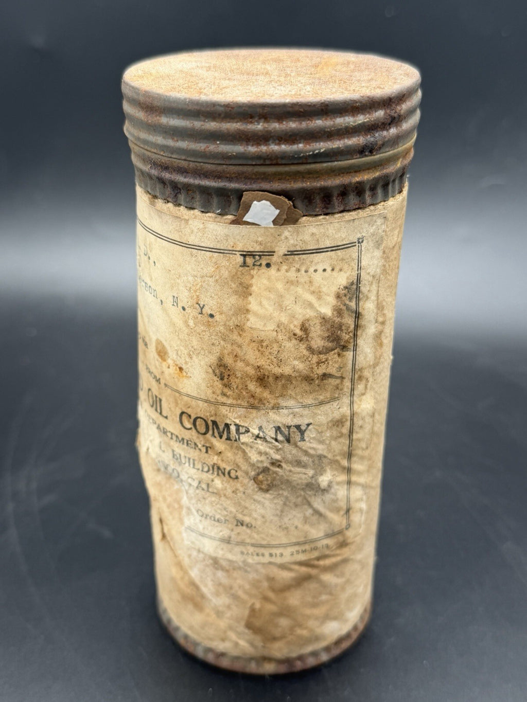 Antique Standard Oil Company Shipping Tin w/ Original Addressed Label